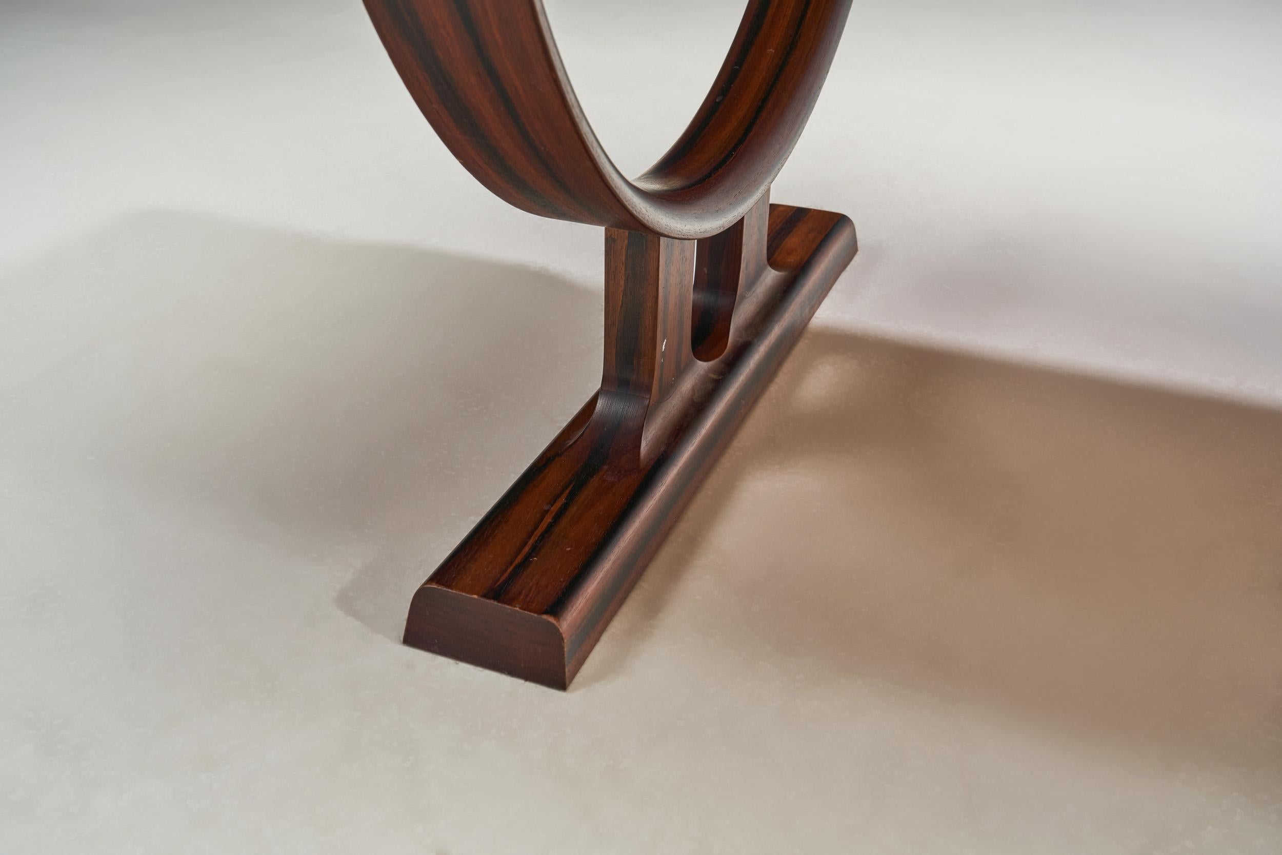 Solid Wood Table with Circular Trestle Base, Scandinavia, 1970s For Sale 10