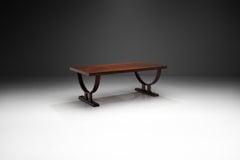 Exotic Wood Table with Circular Trestle Base, Scandinavia, 1970s