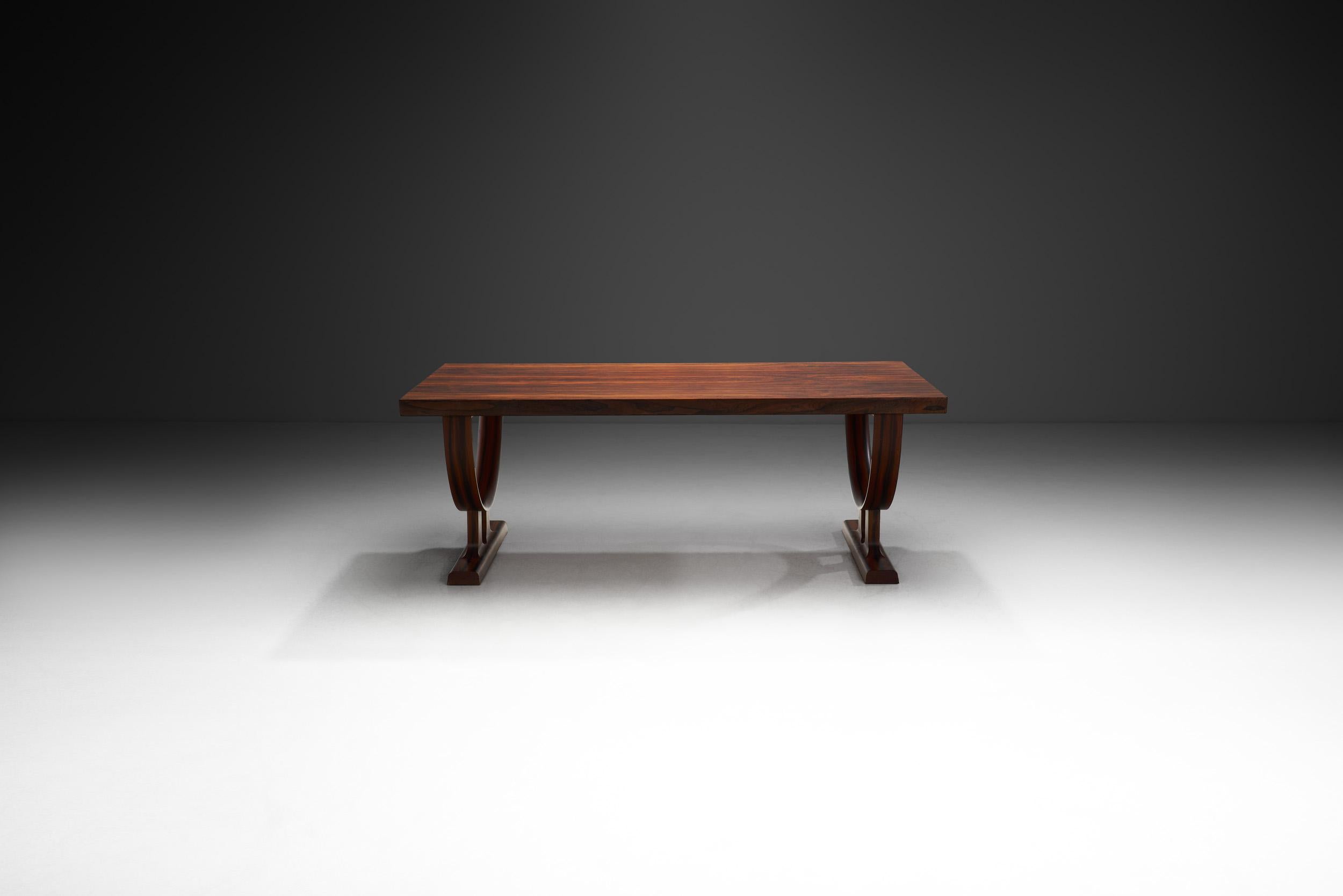 Scandinavian Solid Wood Table with Circular Trestle Base, Scandinavia, 1970s For Sale