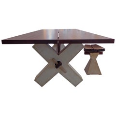 Solid Wood Dining Table with Concrete Base, Modern