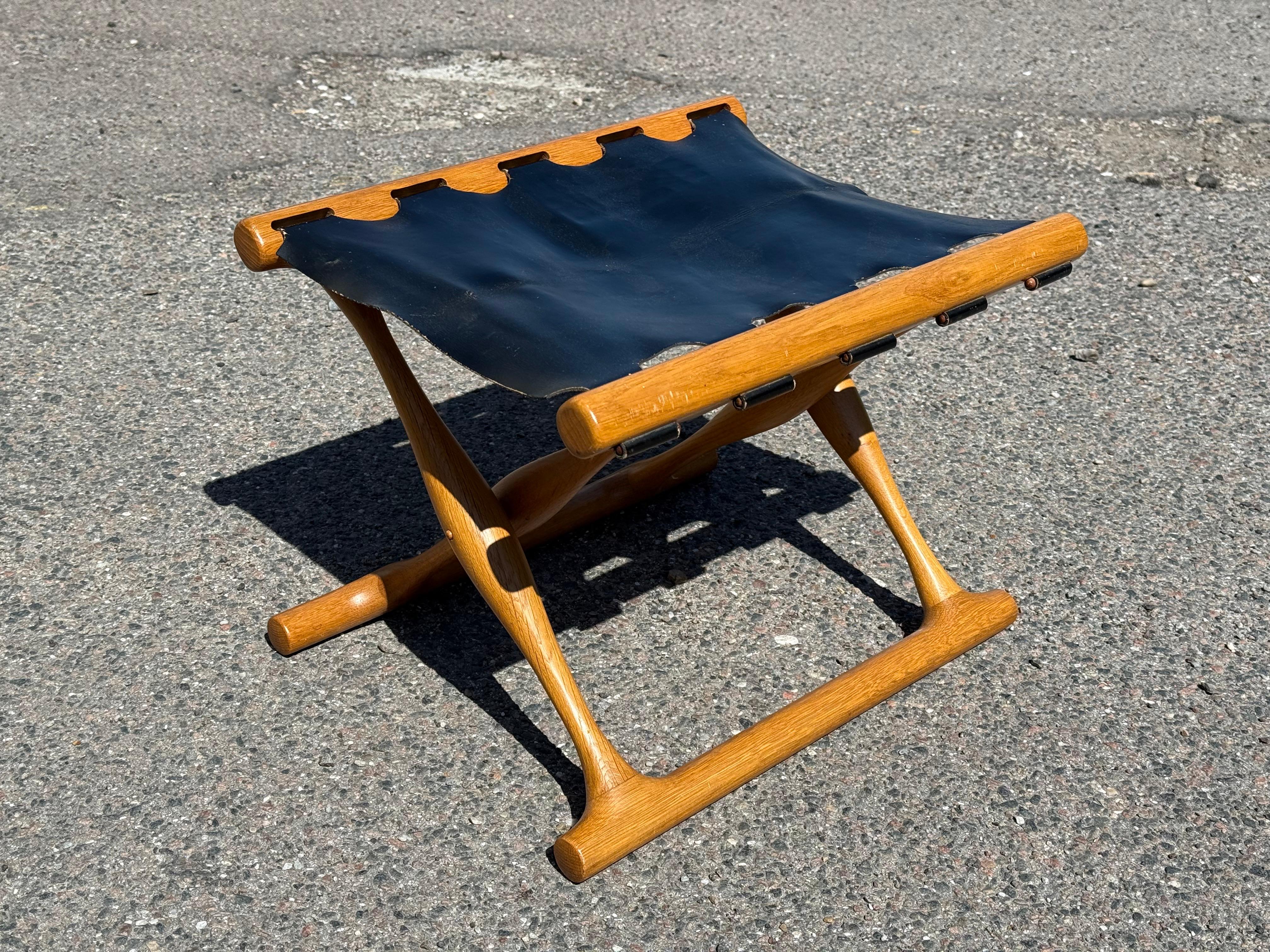 Tabouret de chêne pliant en bois massif par Poul Hundevad Chaise Gold Hill 1960s en vente 3