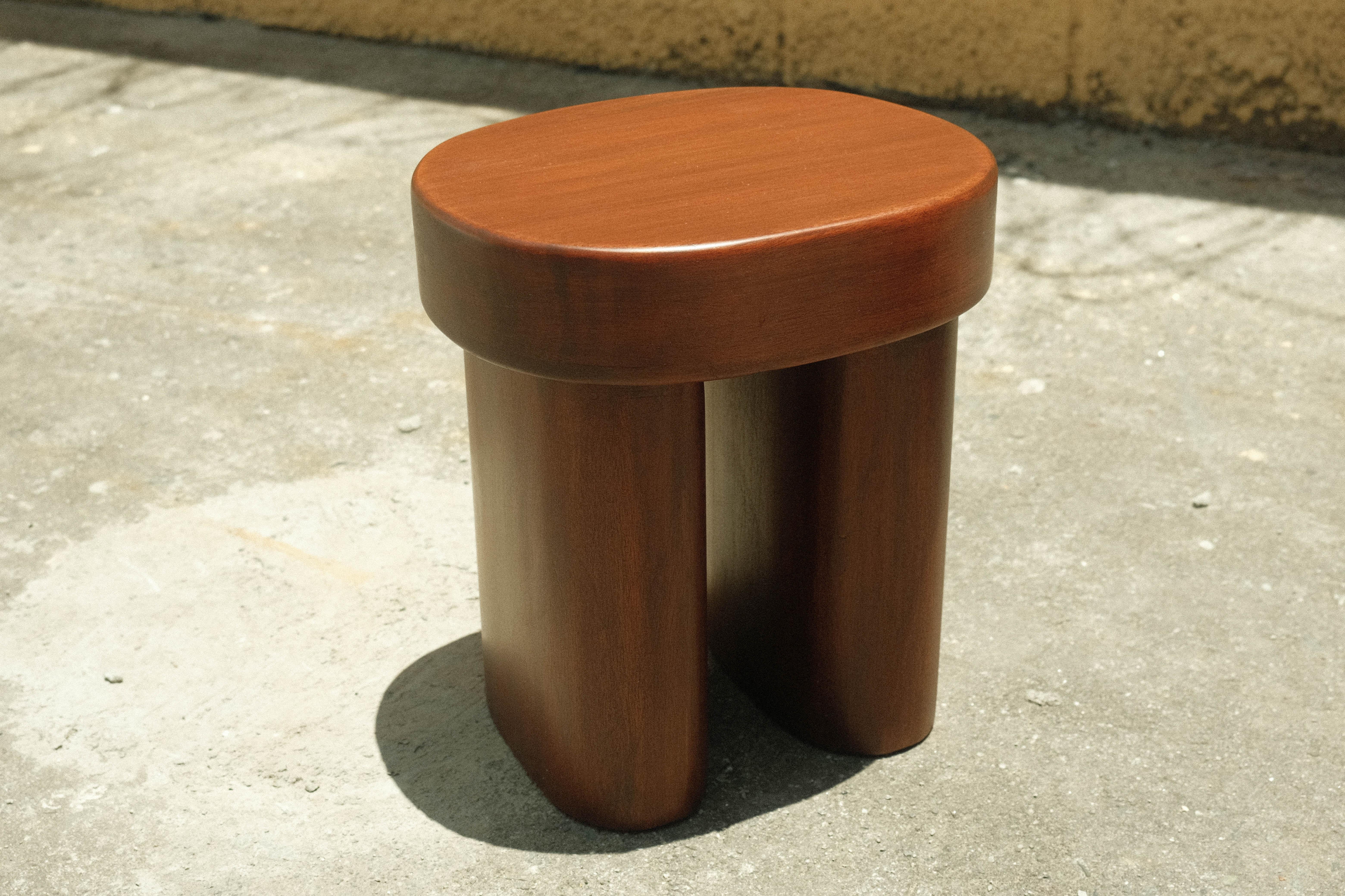 Carved Solid Wood Footstool / Side Table / Footstool-01 Flat Top by Dalisay Collection For Sale