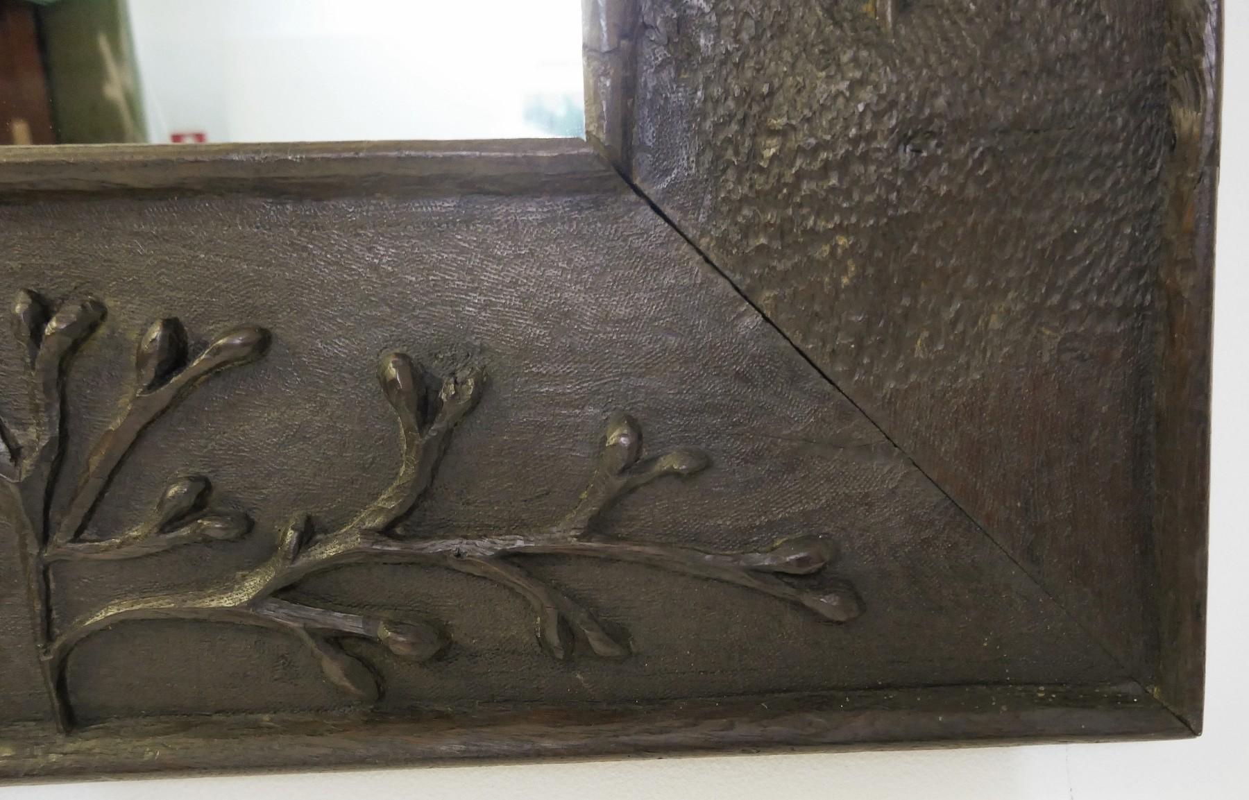 Solid wood frame motifs plant carved with mirror.