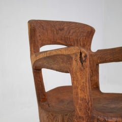 Solid Wood Hand-Carved Chair, Unique Sculptural Design