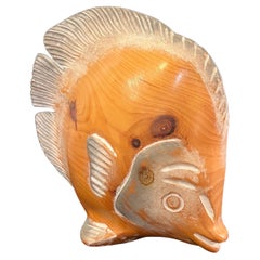 Solid Wood Hand Carved Italian Fish Sculpture