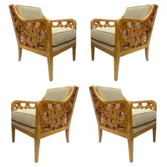 Sillas Tilley Hollywood Regency Drexel Heritage de madera maciza, 2 pares disponibles
