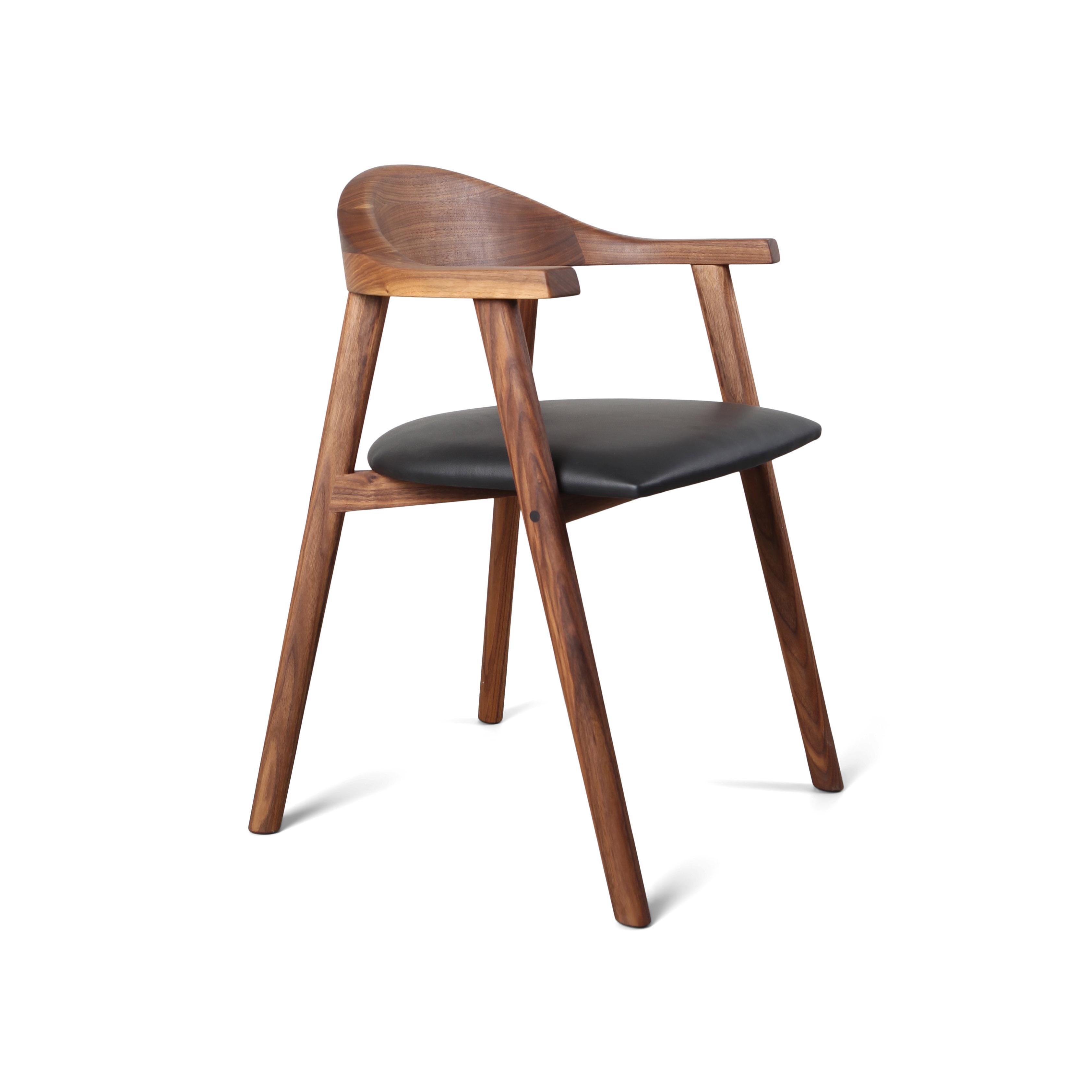 American Craftsman Solid Wood Karve Dining Chair by Möbius Objects, Custom Upholstery For Sale