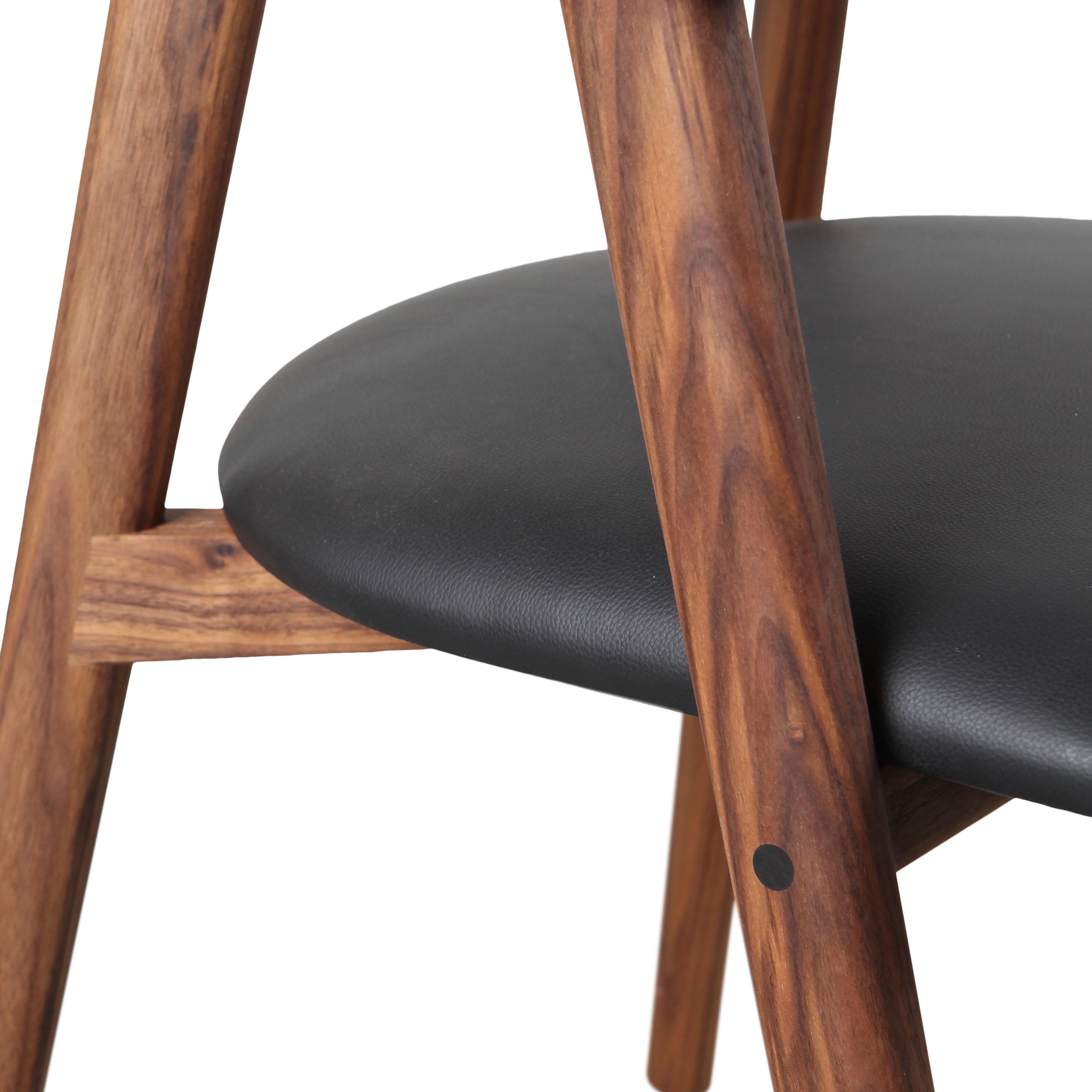 Solid Wood Karve Dining Chair by Möbius Objects, Custom Upholstery In New Condition For Sale In Calgary, CA