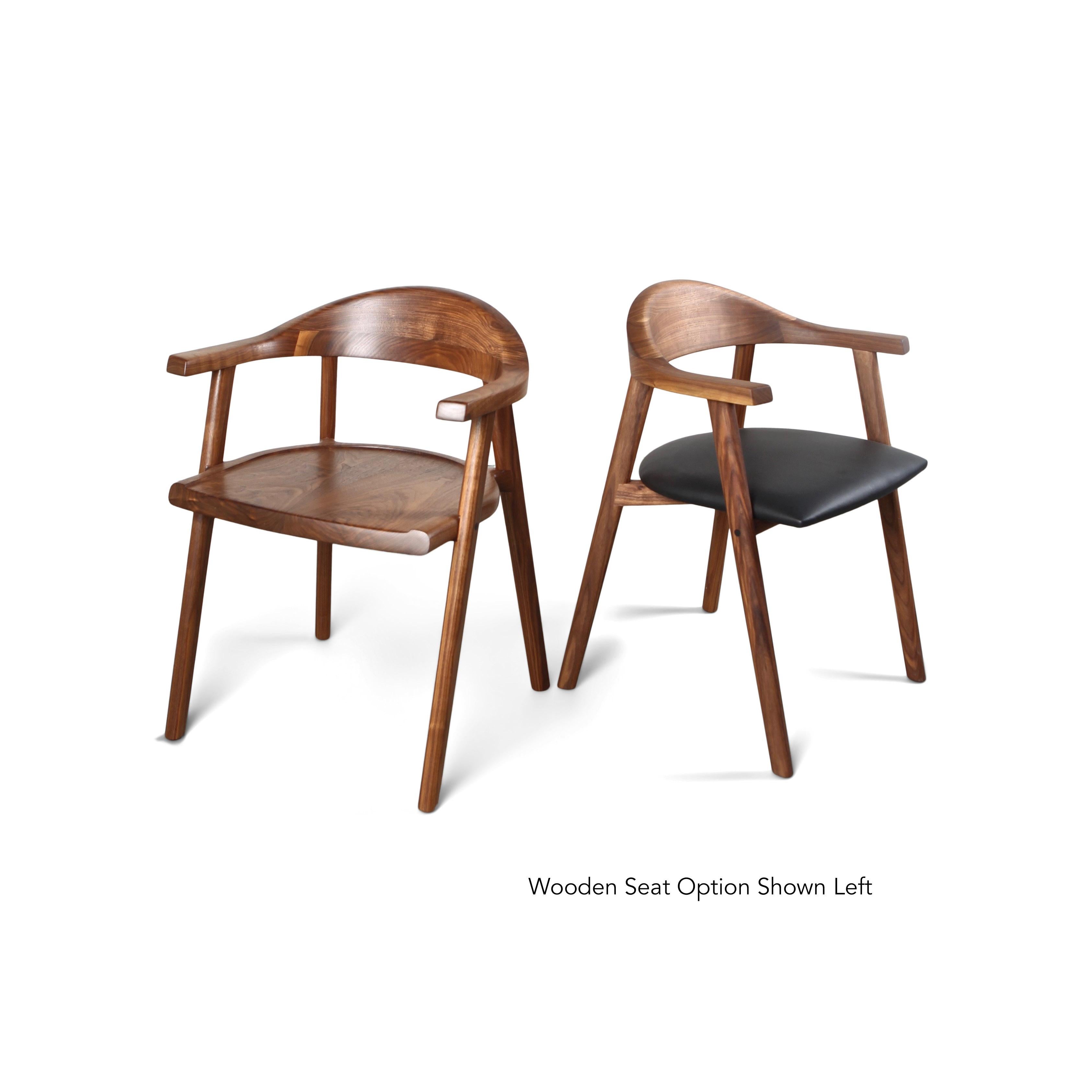 Contemporary Solid Wood Karve Dining Chair by Möbius Objects, Custom Upholstery For Sale