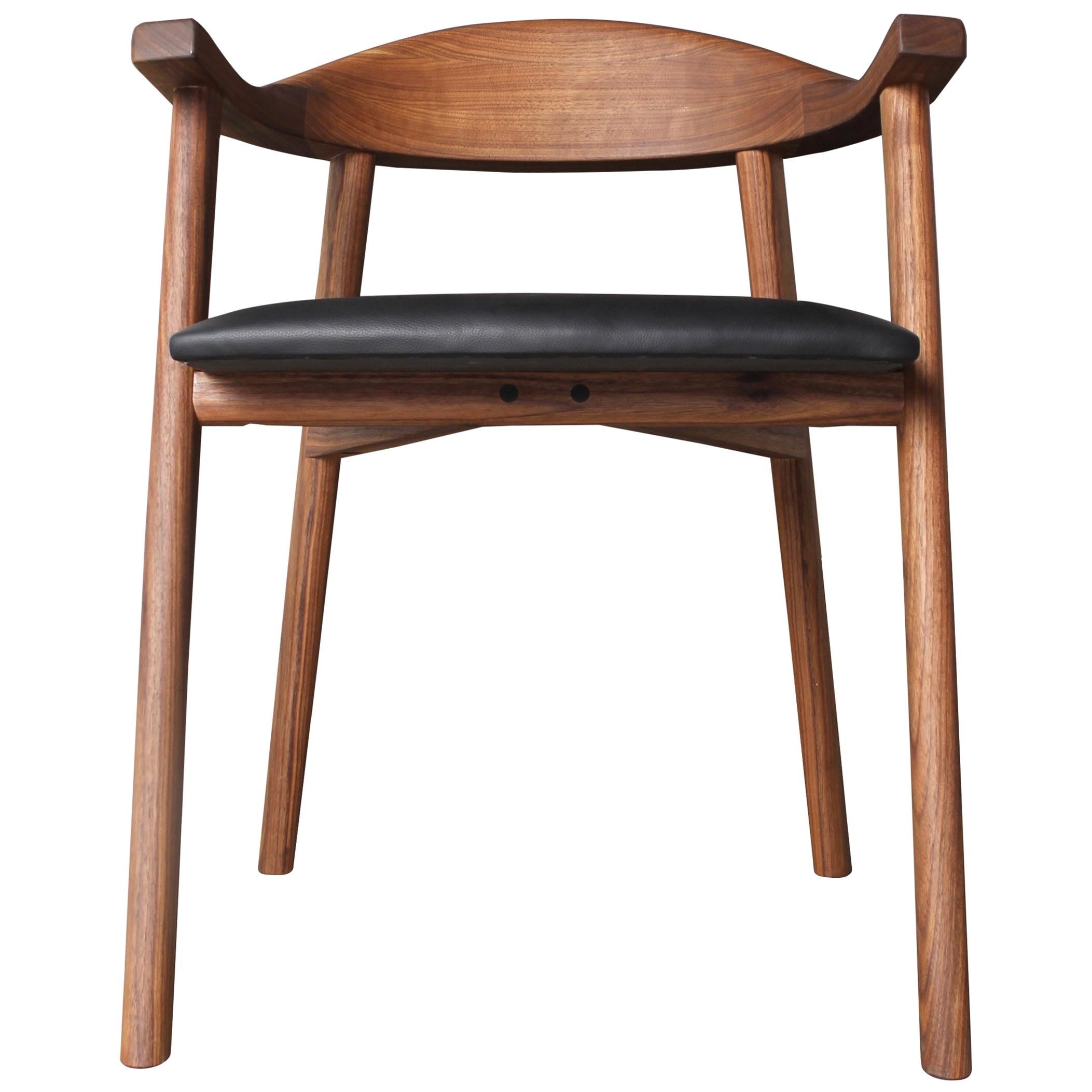 Solid Wood Karve Dining Chair by Möbius Objects, Custom Upholstery