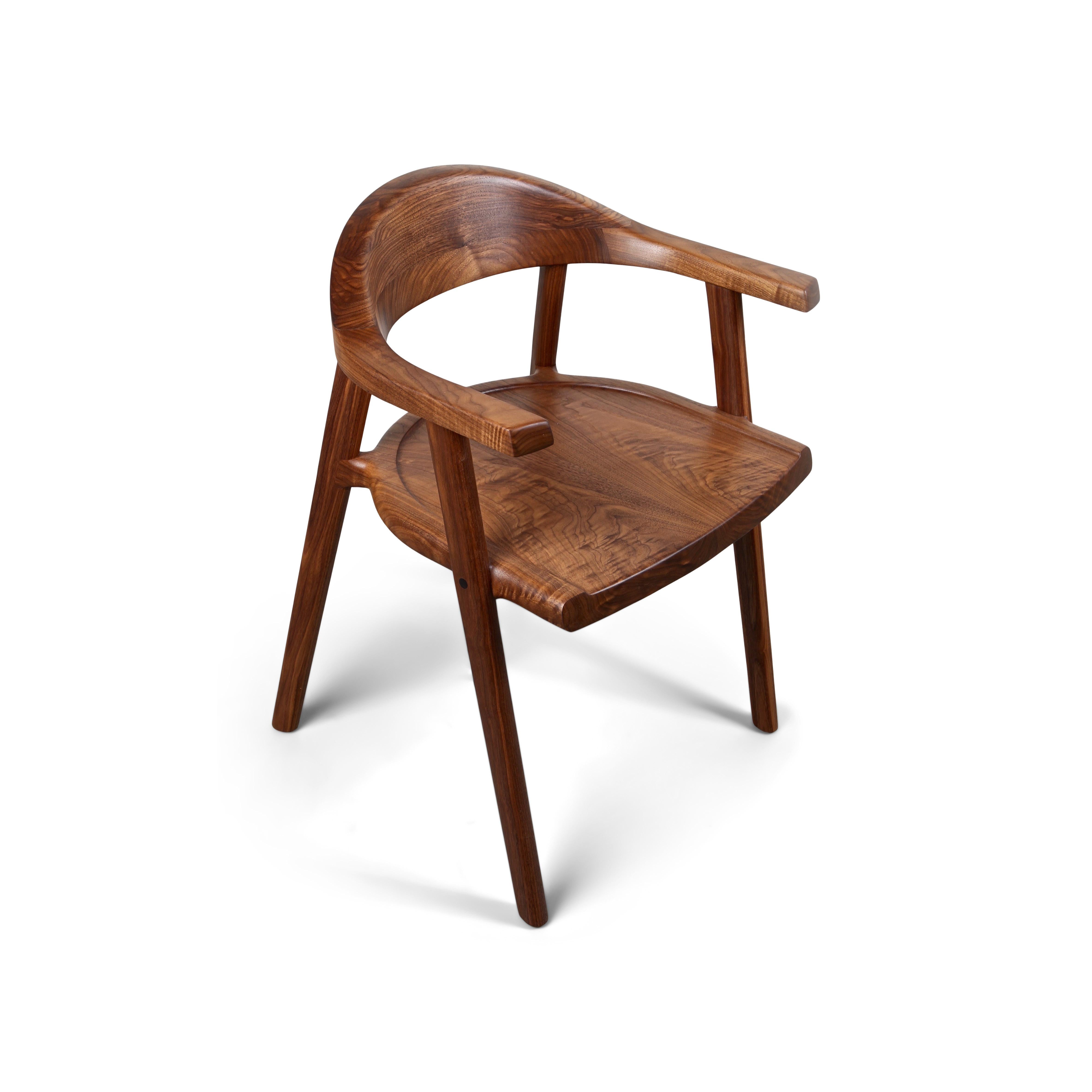 Canadian Solid Wood Karve Dining Chair in Black Walnut by Möbius Objects For Sale