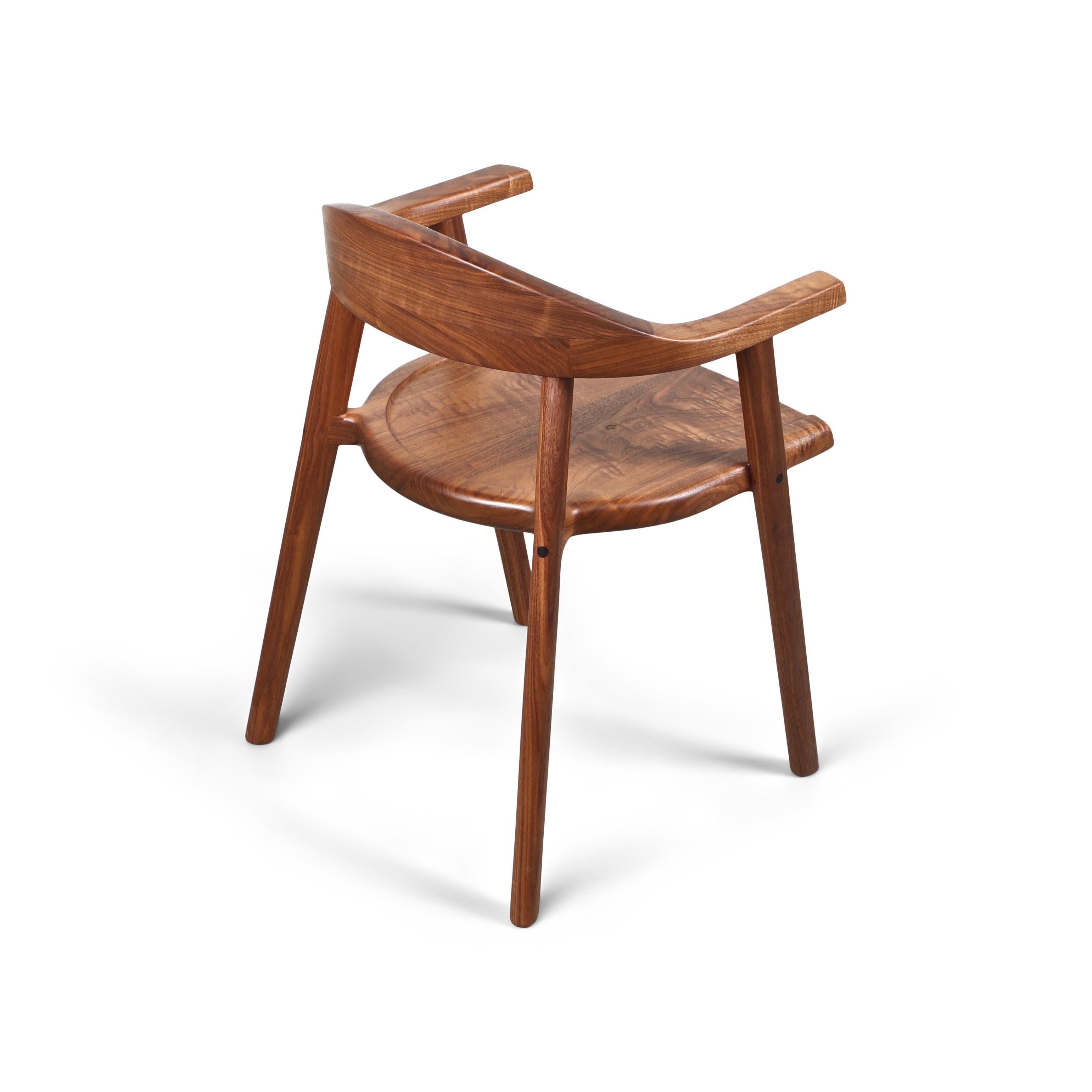 Solid Wood Karve Dining Chair in Black Walnut by Möbius Objects In New Condition For Sale In Calgary, CA