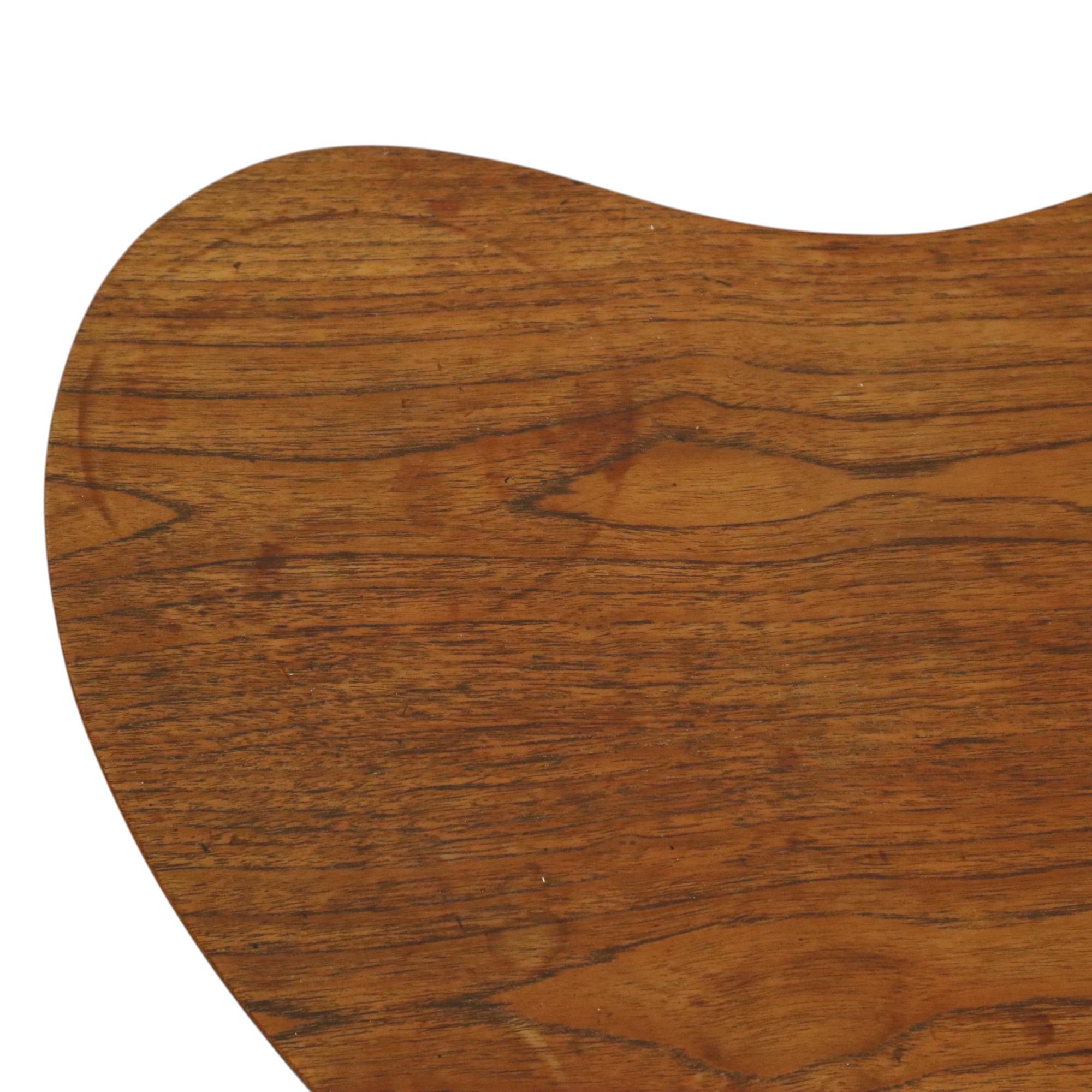 Solid Wood Kidney-Shaped Coffee Table Side Table 1960s For Sale 8
