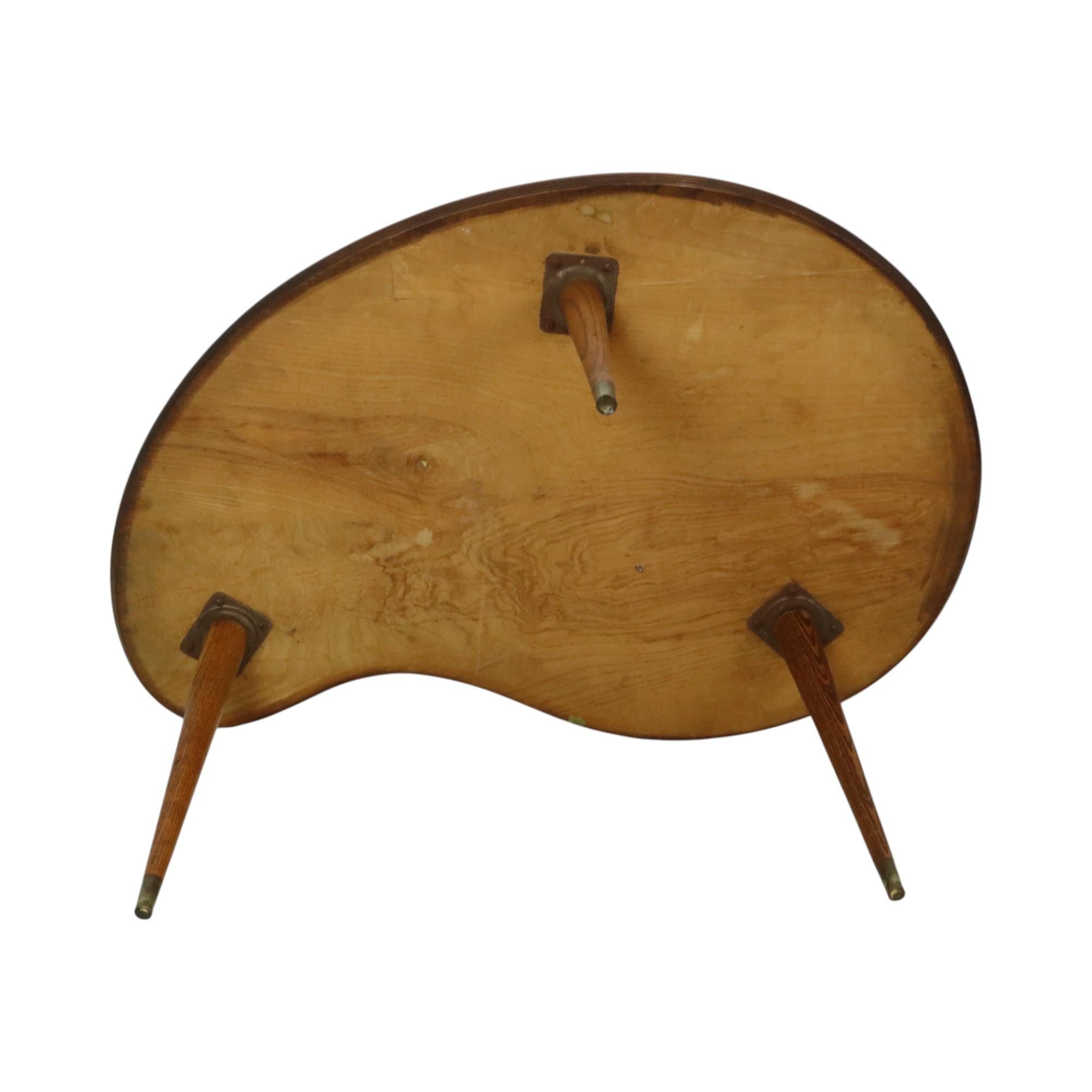 Solid Wood Kidney-Shaped Coffee Table Side Table 1960s For Sale 12