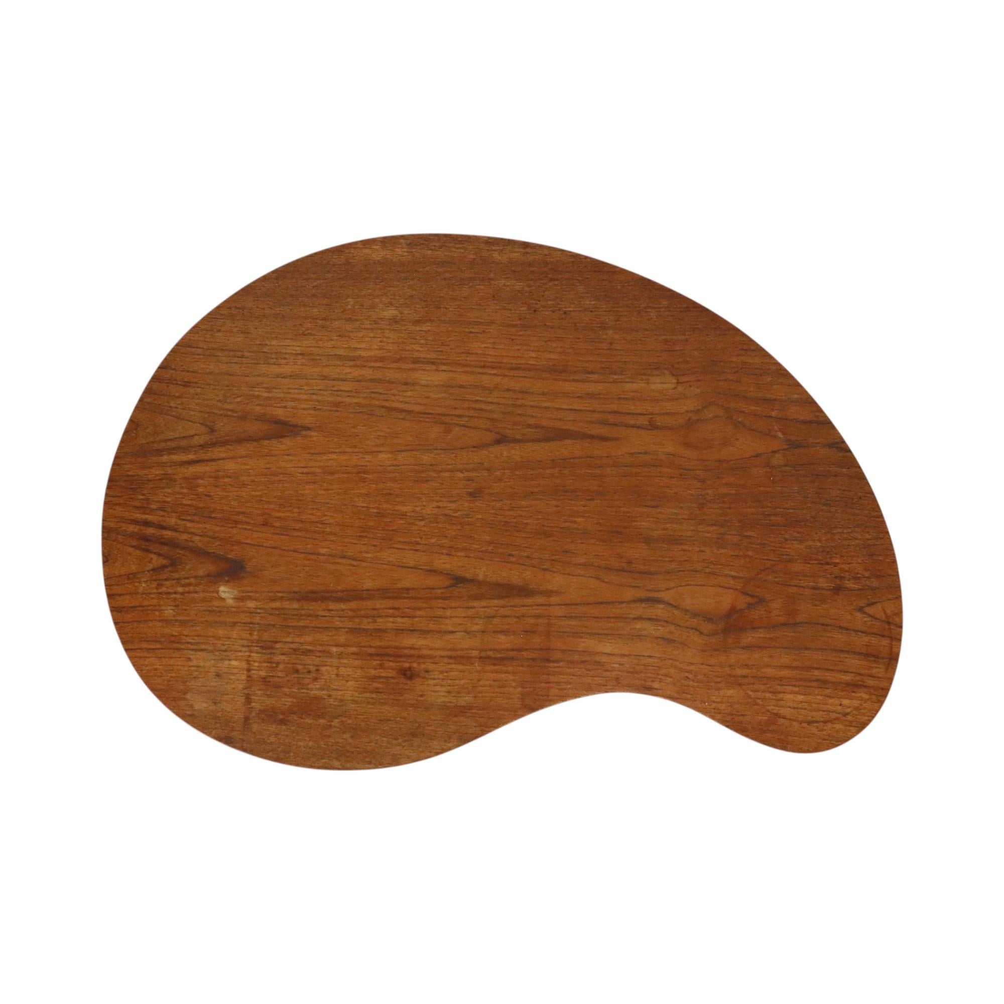 Belgian Solid Wood Kidney-Shaped Coffee Table Side Table 1960s For Sale