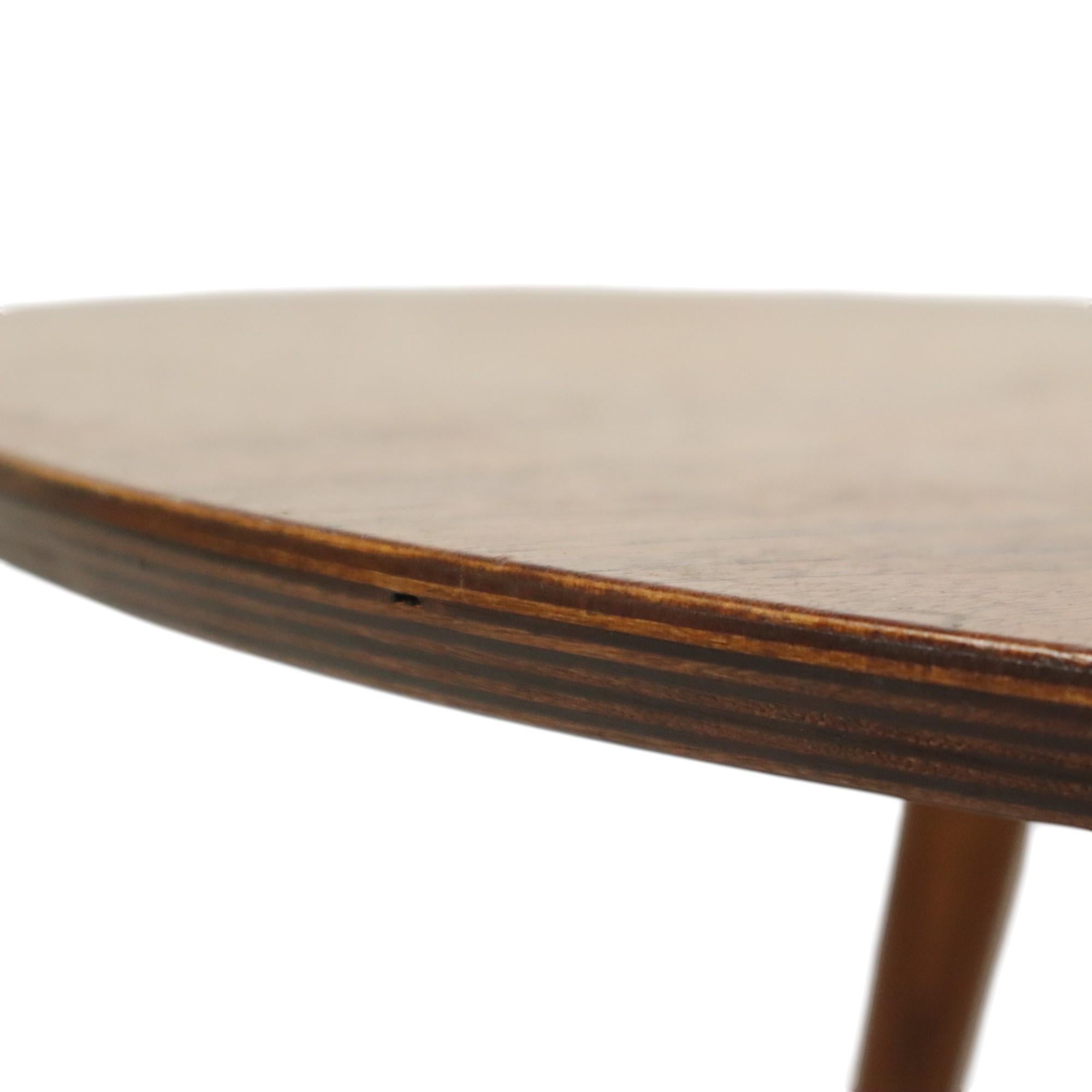 Brass Solid Wood Kidney-Shaped Coffee Table Side Table 1960s For Sale