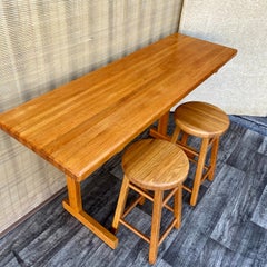 Solid Wood Kitchen Island / Dining Set in the Charlotte Perriand Style. C 1990s