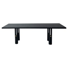 Solid Wood Loup Dining Table in Ebonized Ash and Satin Brass by Withers Studio