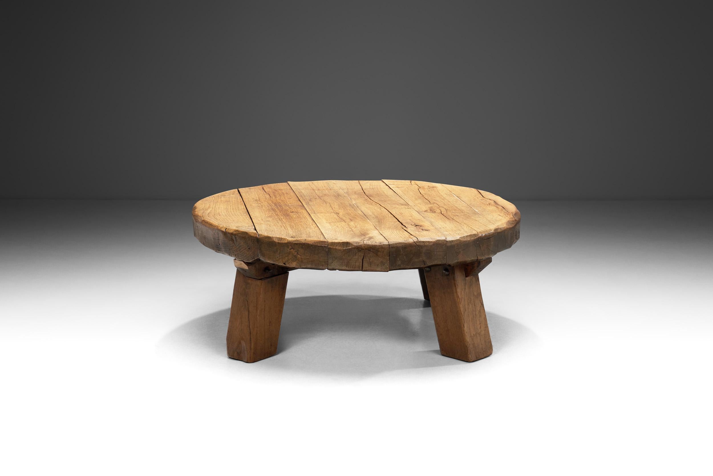 Mid-Century Modern Solid Wood Low Coffee Table, Europe ca 1950s