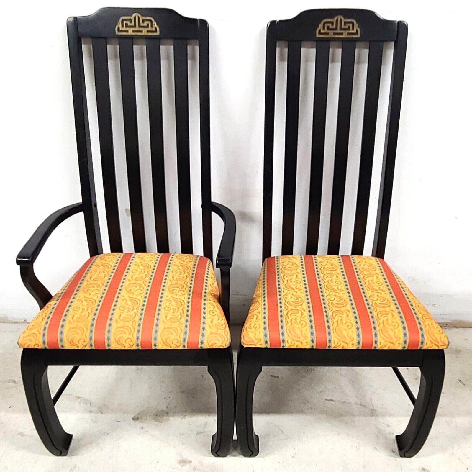 Offering One Of Our Recent Palm Beach Estate Fine Furniture Acquisitions Of A 
Set of 8 Solid Wood Ming Chinoiserie Dining Chairs 
Set includes 2 arm and 6 side chairs.

Approximate Measurements in Inches
Armchairs:
45
