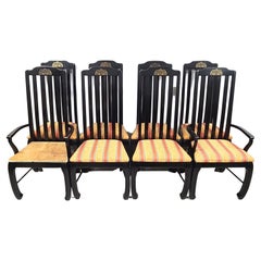 Solid Wood Ming Chinoiserie Dining Chairs, Set of 8