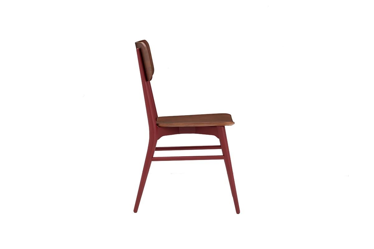 Painted Solid Wood Modern Chair - Cherry Red For Sale