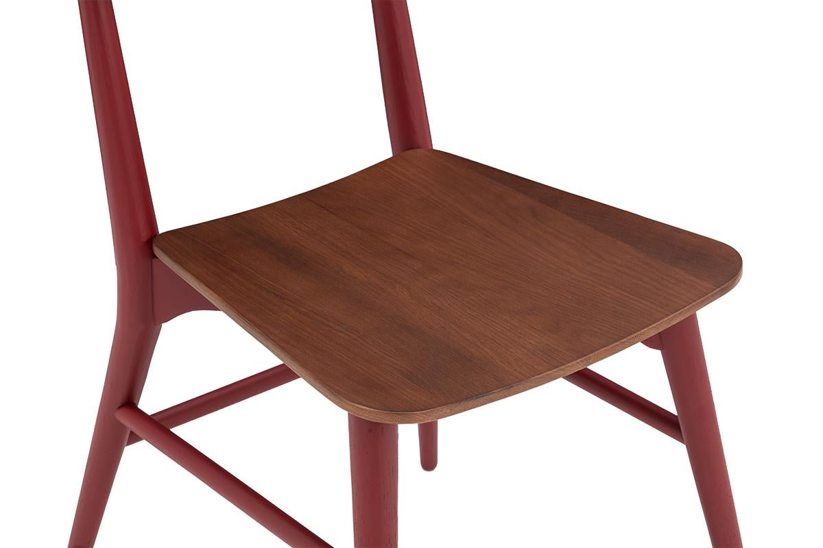 Contemporary Solid Wood Modern Chair - Cherry Red For Sale