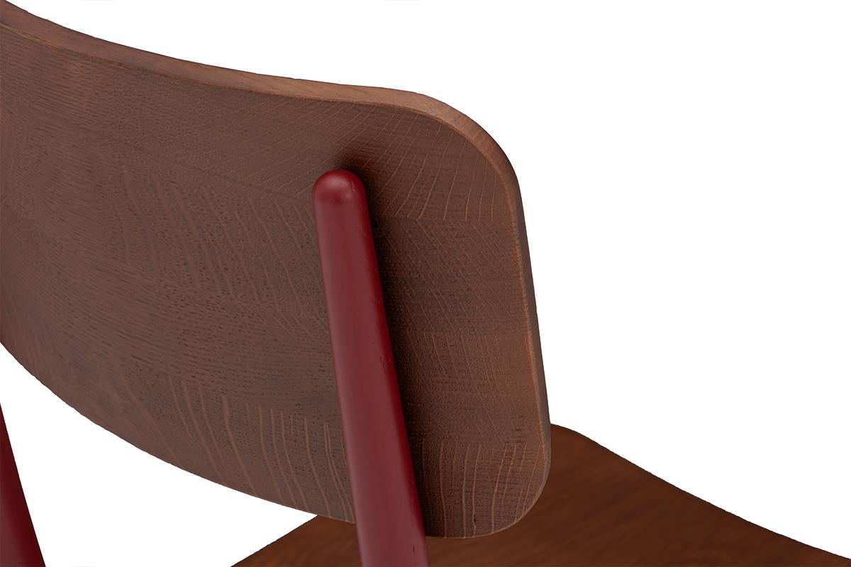 Solid Wood Modern Chair - Cherry Red For Sale 1