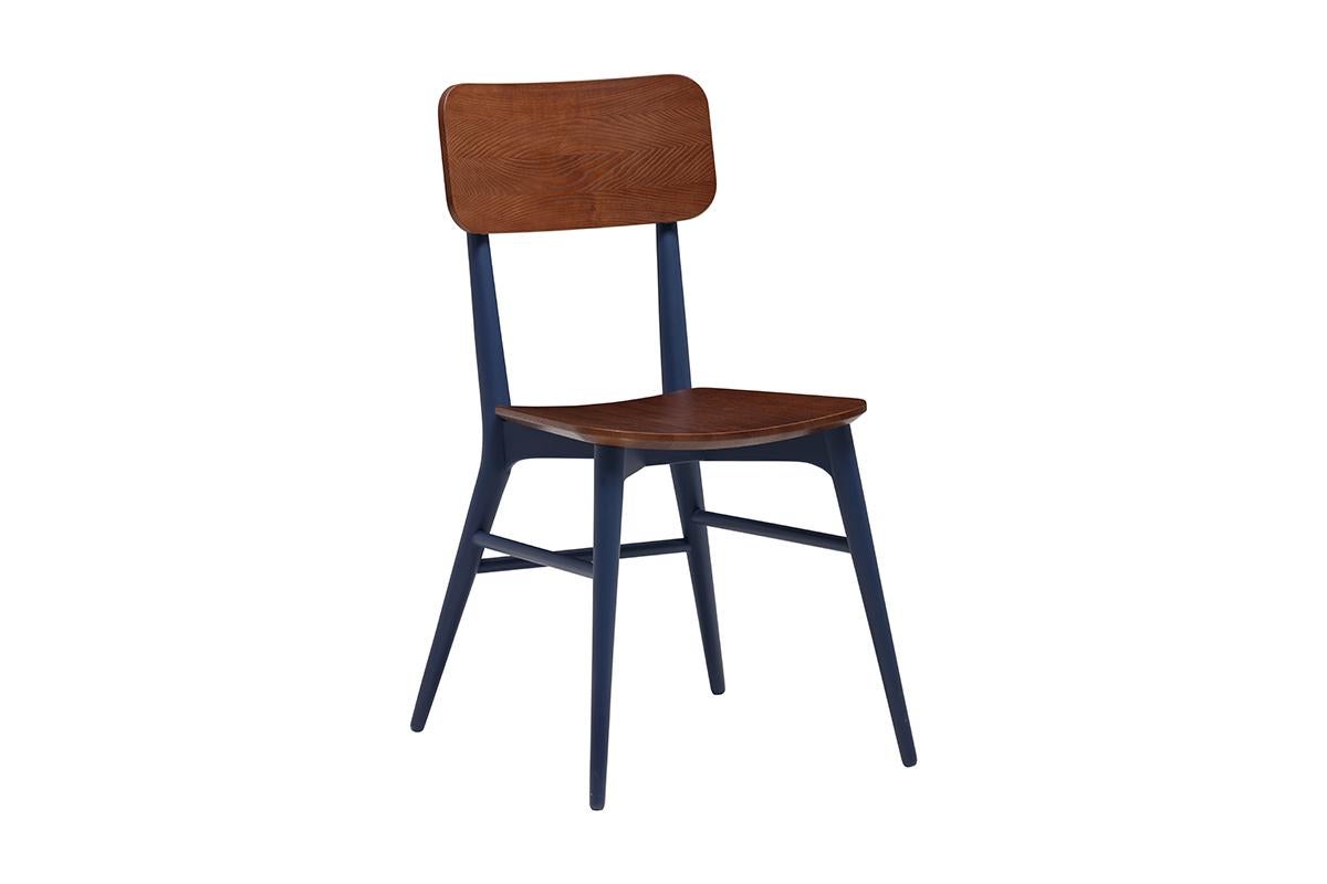 Peint Chaise de salle à manger moderne en bois massif - Royal Blue en vente