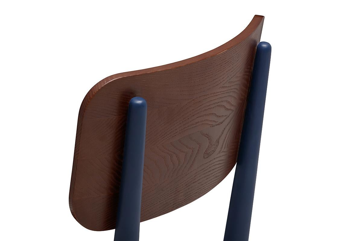 Bois Chaise de salle à manger moderne en bois massif - Royal Blue en vente