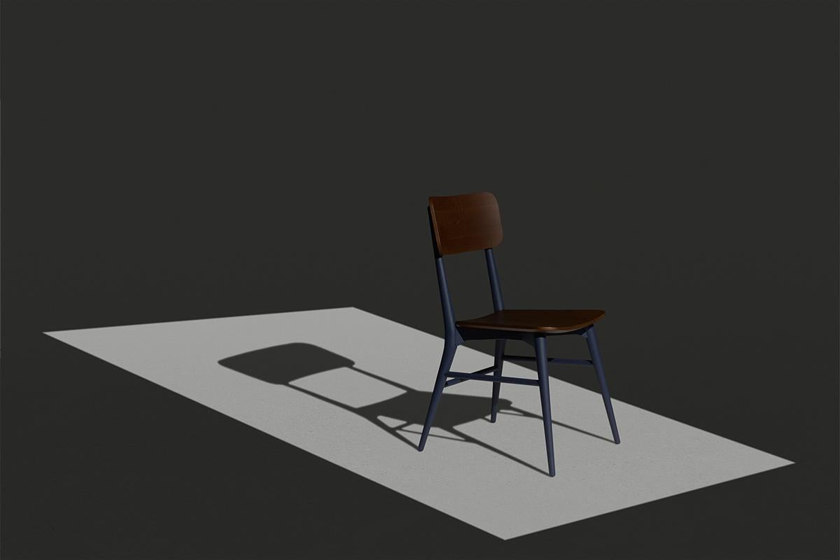 Chaise de salle à manger moderne en bois massif - Royal Blue en vente 1