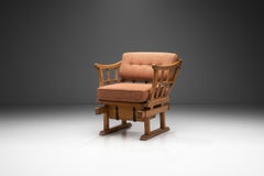 Solid Wood "Money Chair" with Upholstered Cushions, Europe late 19th century