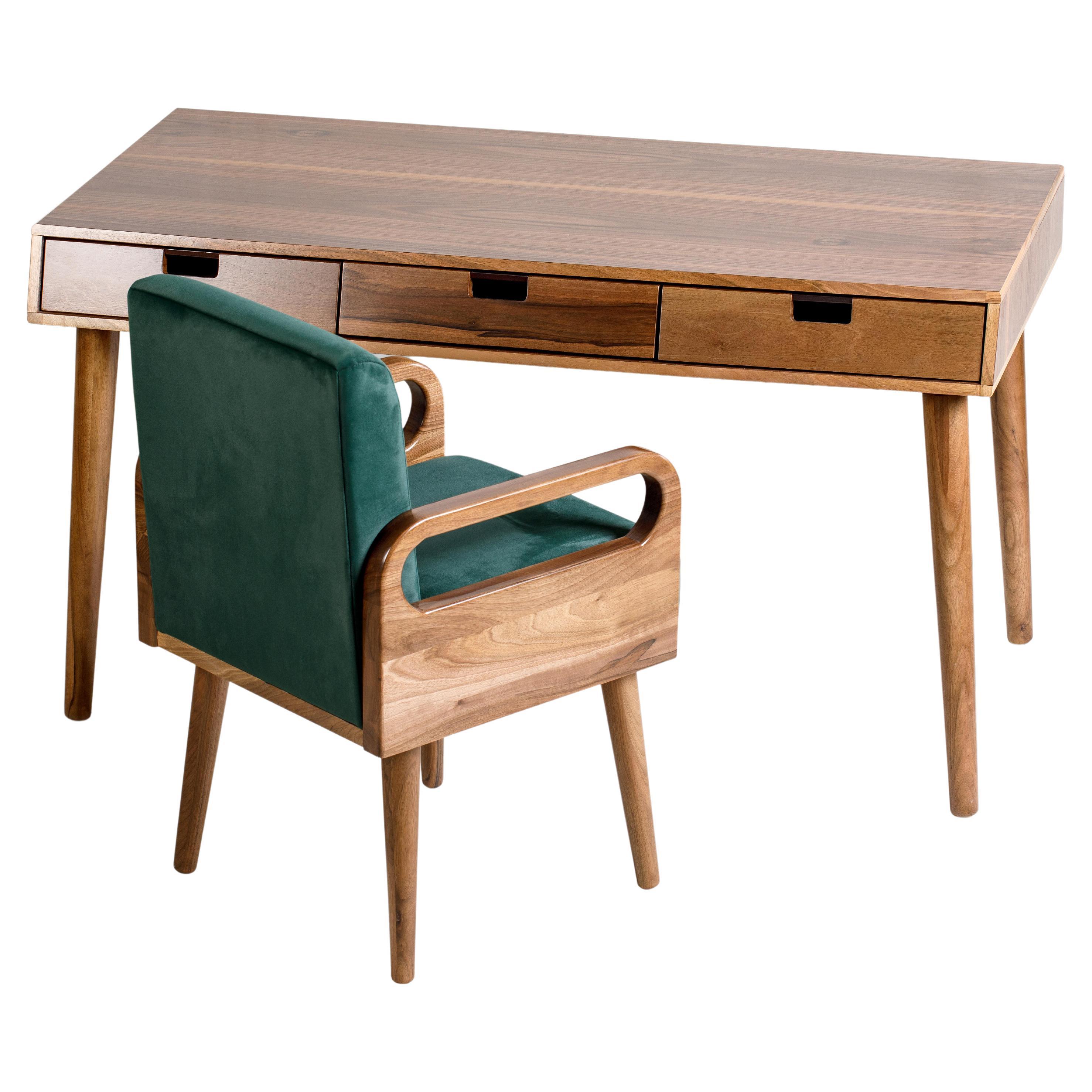 Stylish Office Desk in Solid Walnut Wood at 1stDibs solid walnut desk