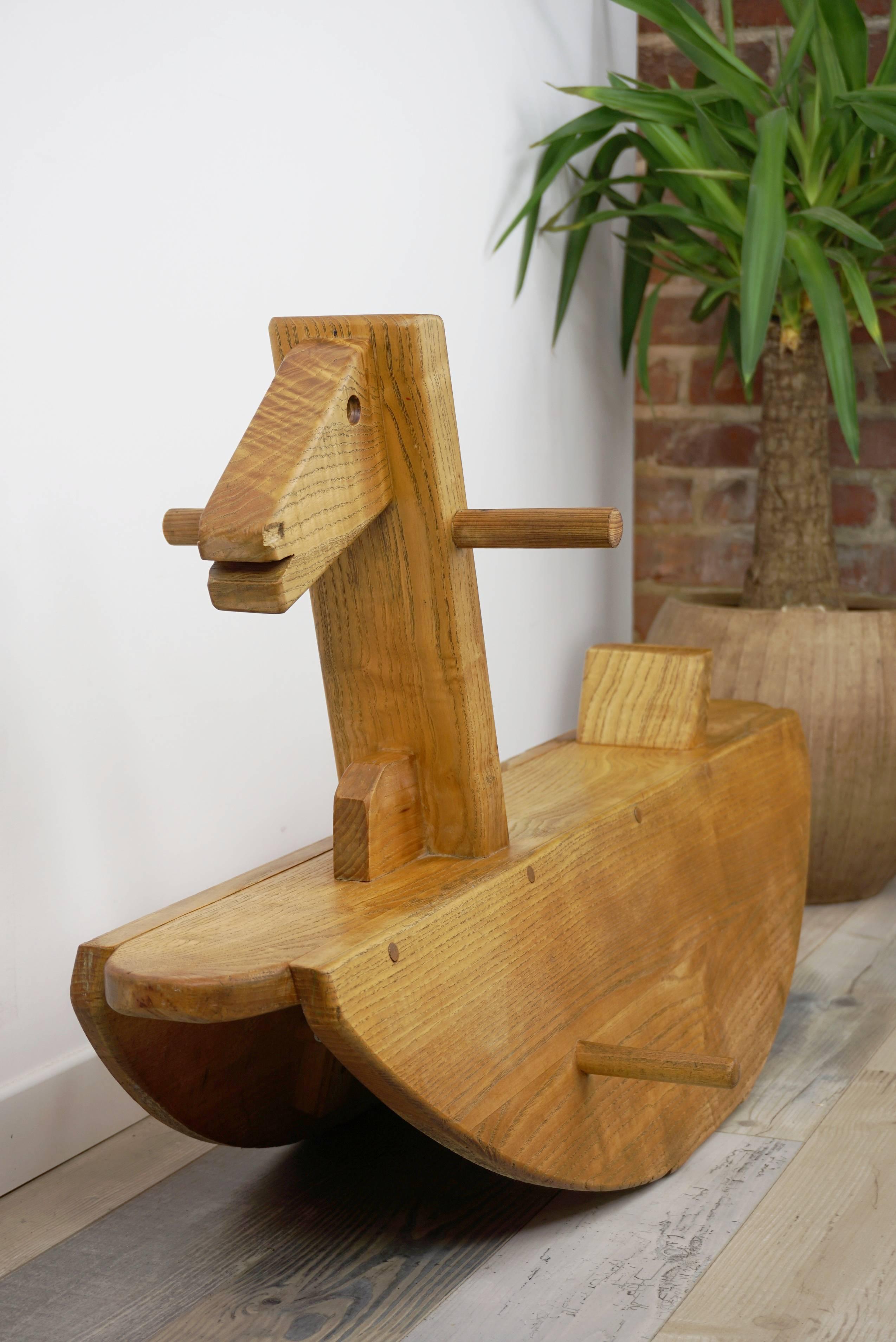 Solid Wood Old Rocking Horse Made in France 5