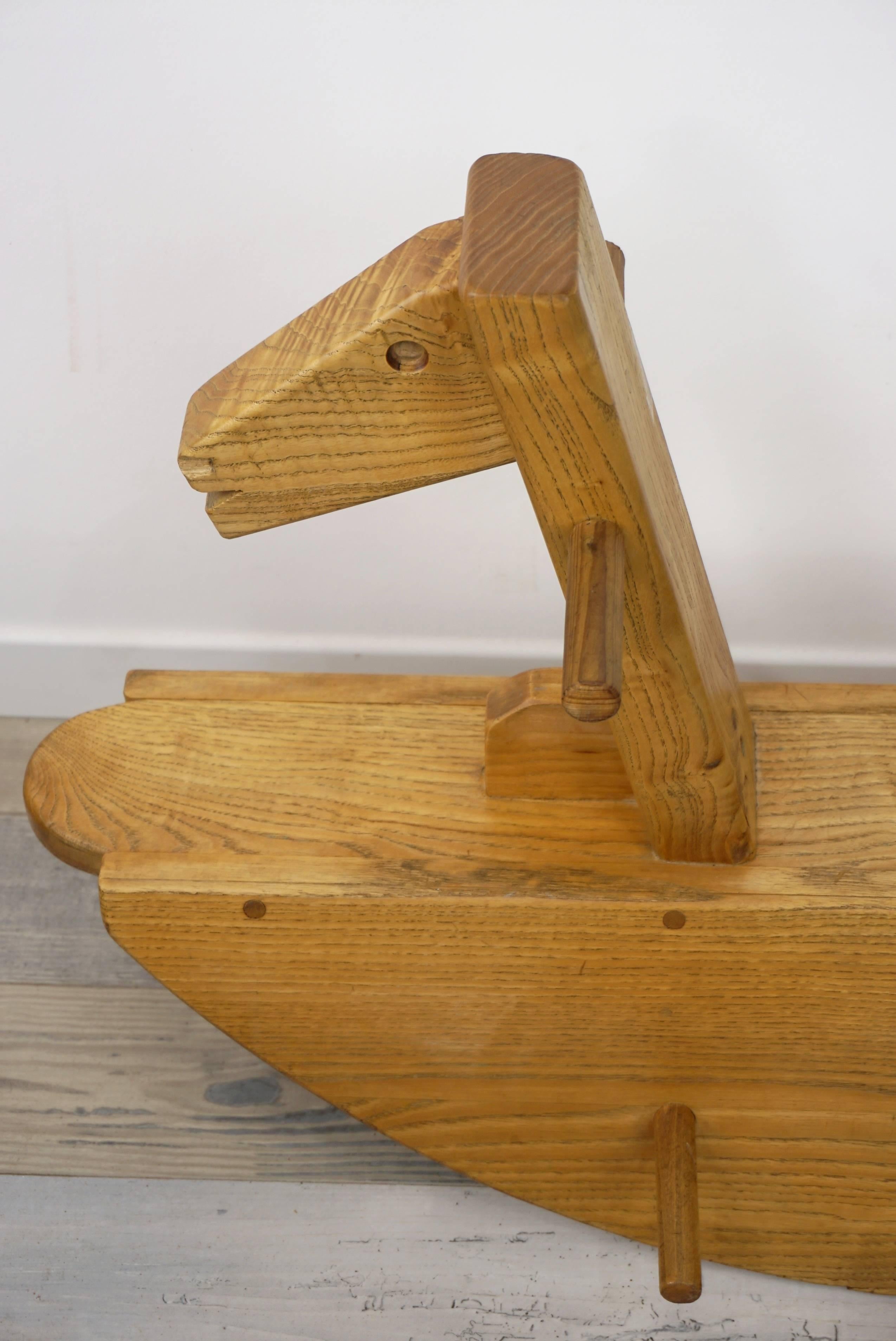 Solid Wood Old Rocking Horse Made in France 2