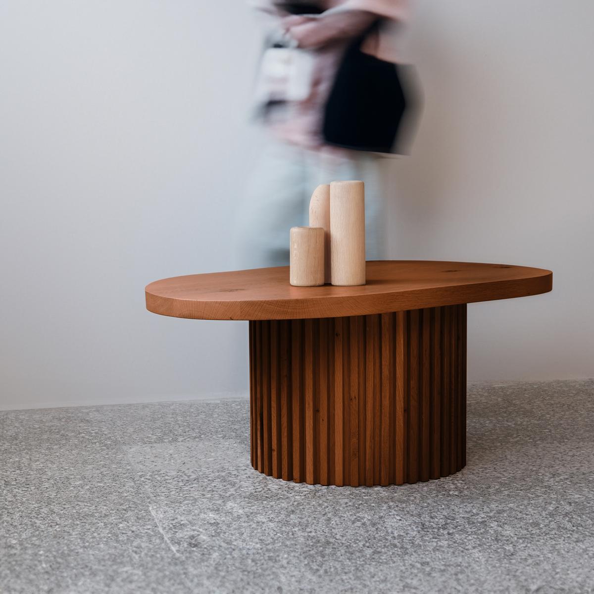 Modern Solid Wood Oval Coffee Table – DOCIA For Sale