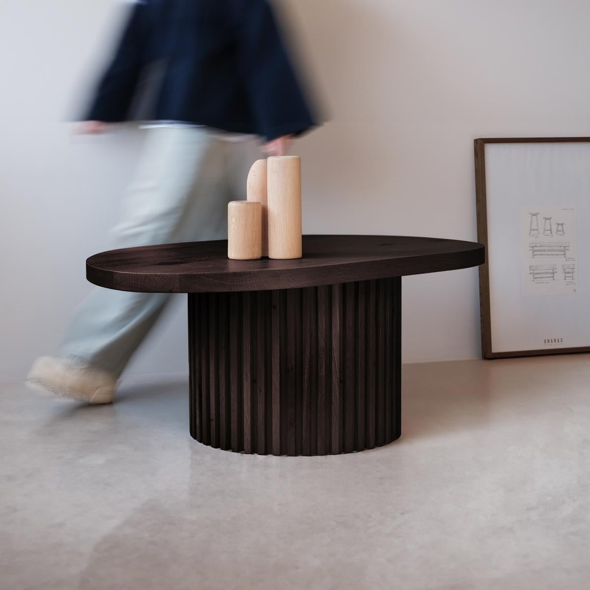 Modern Solid Wood Oval Coffee Table – DOCIA For Sale