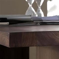 Solid Wood Rectangular Dining Table with Metal Base