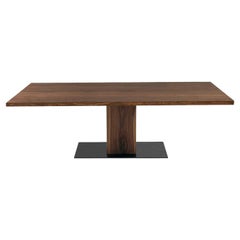 Solid Wood Rectangular Dining Table with Metal Base