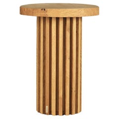 Mesa auxiliar redonda de madera maciza - DOCIA