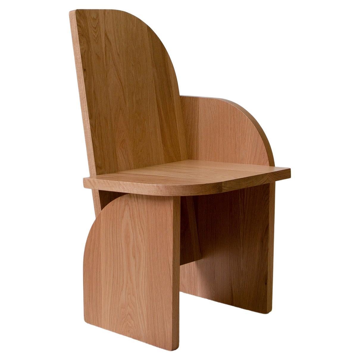 Solid Wood Sculptural Accent Side Chair, Bluff Side Chair Left, White Oak For Sale