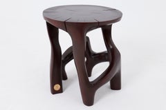 Solid Wood Sculptural Side Table, Contemporary Design, Red Wood, Logniture