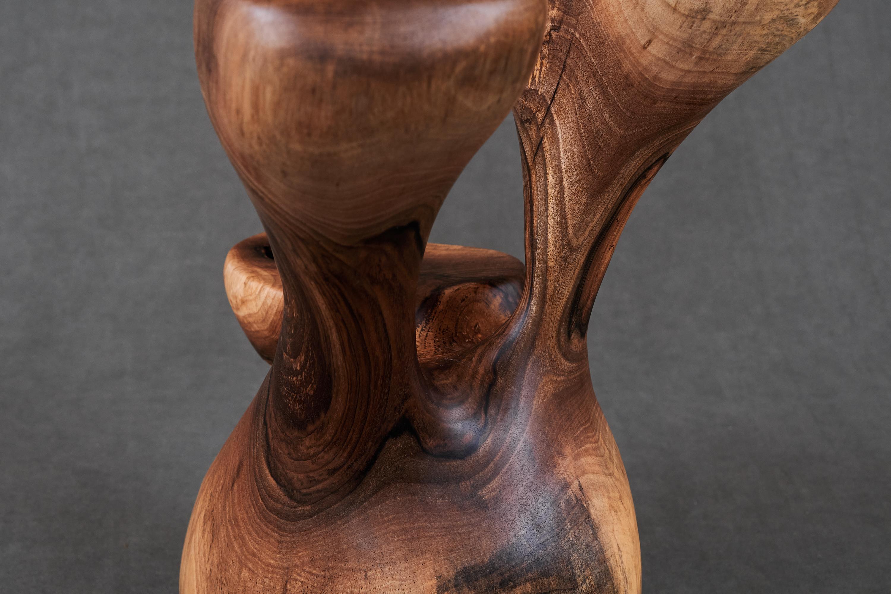 Solid Wood Sculptural Side Table, Original Contemporary Design, Logniture For Sale 6