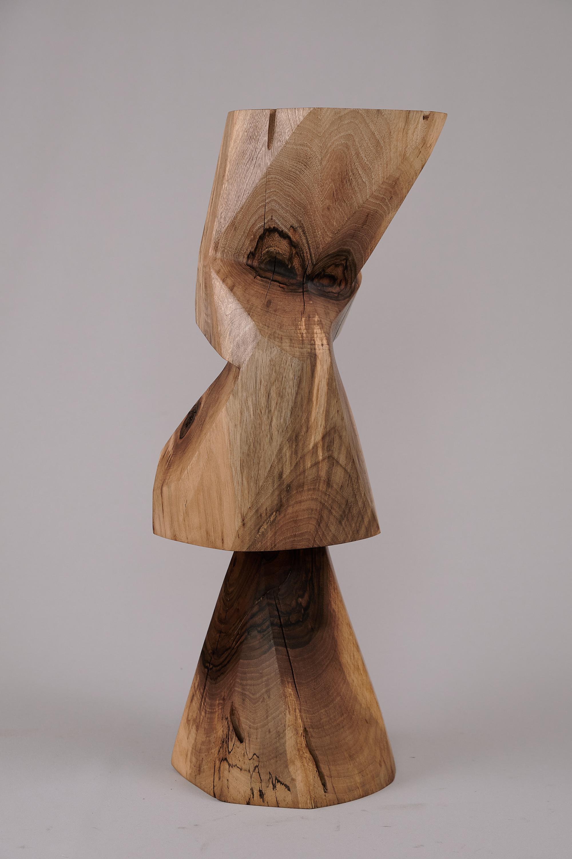 Solid Wood Sculptural Side Table, Original Contemporary Design, Logniture For Sale 8