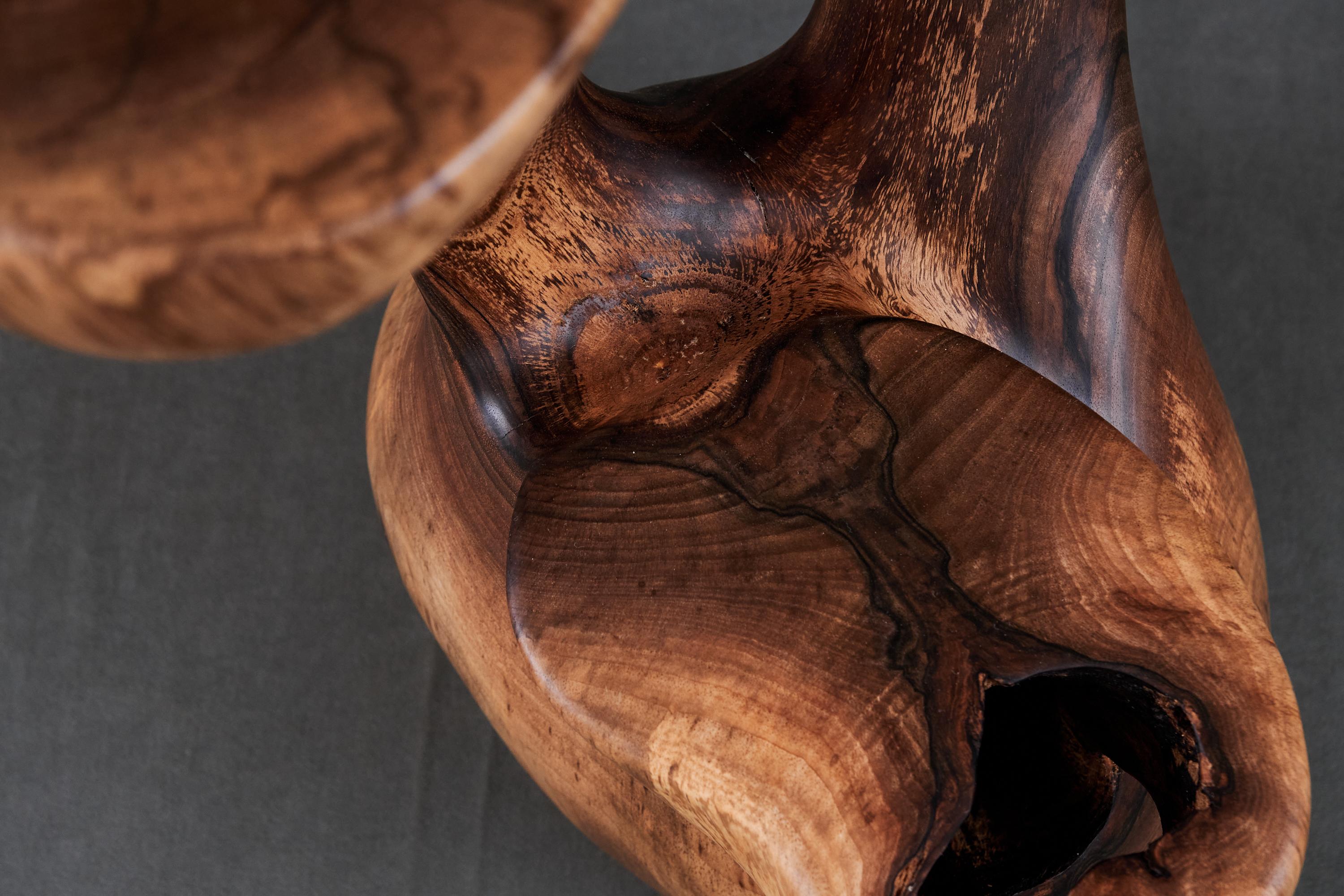 Solid Wood Sculptural Side Table, Original Contemporary Design, Logniture For Sale 10