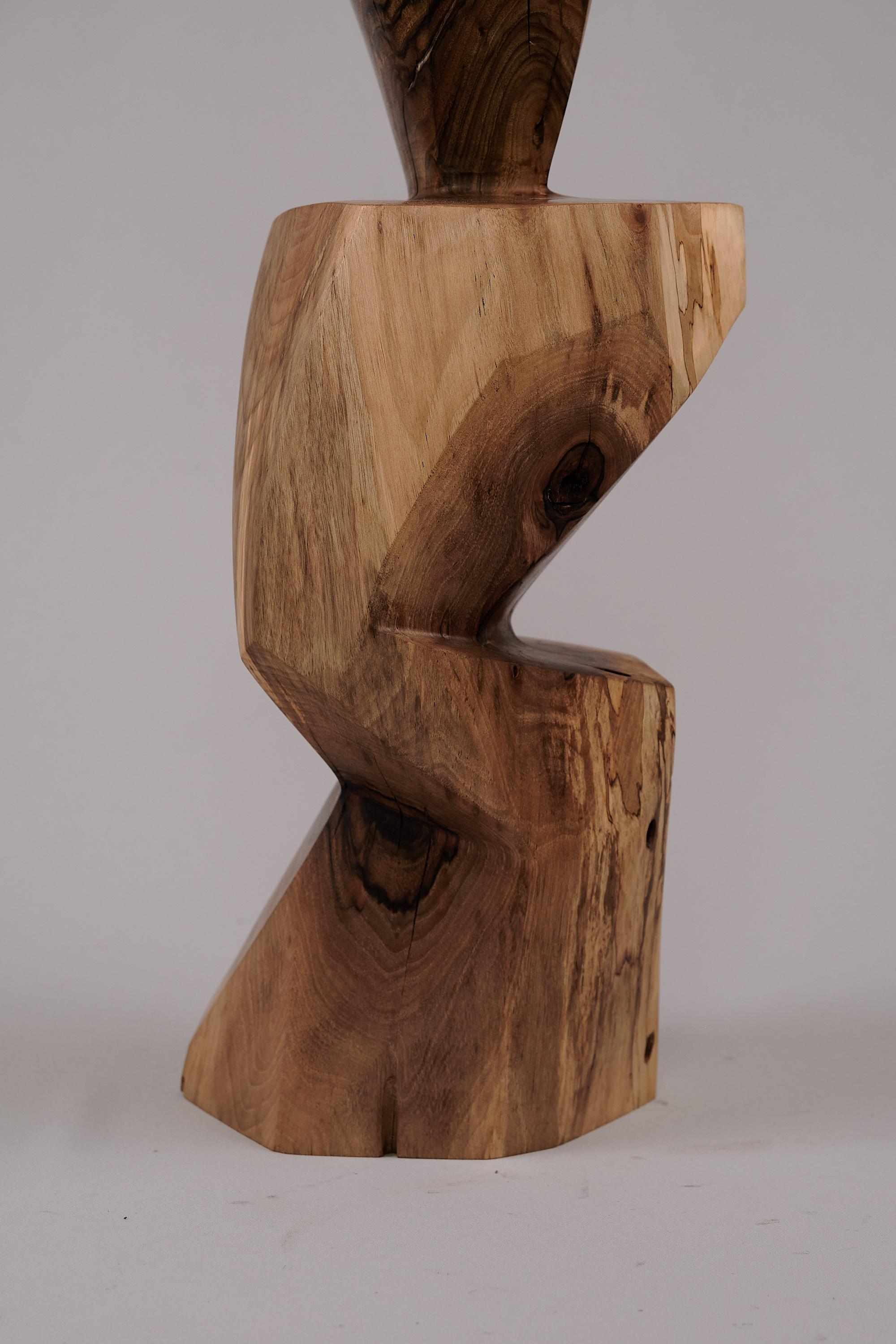 Solid Wood Sculptural Side Table, Original Contemporary Design, Logniture For Sale 14
