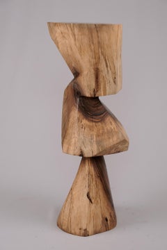 Mesa auxiliar escultórica de madera maciza, diseño original contemporáneo, logniture