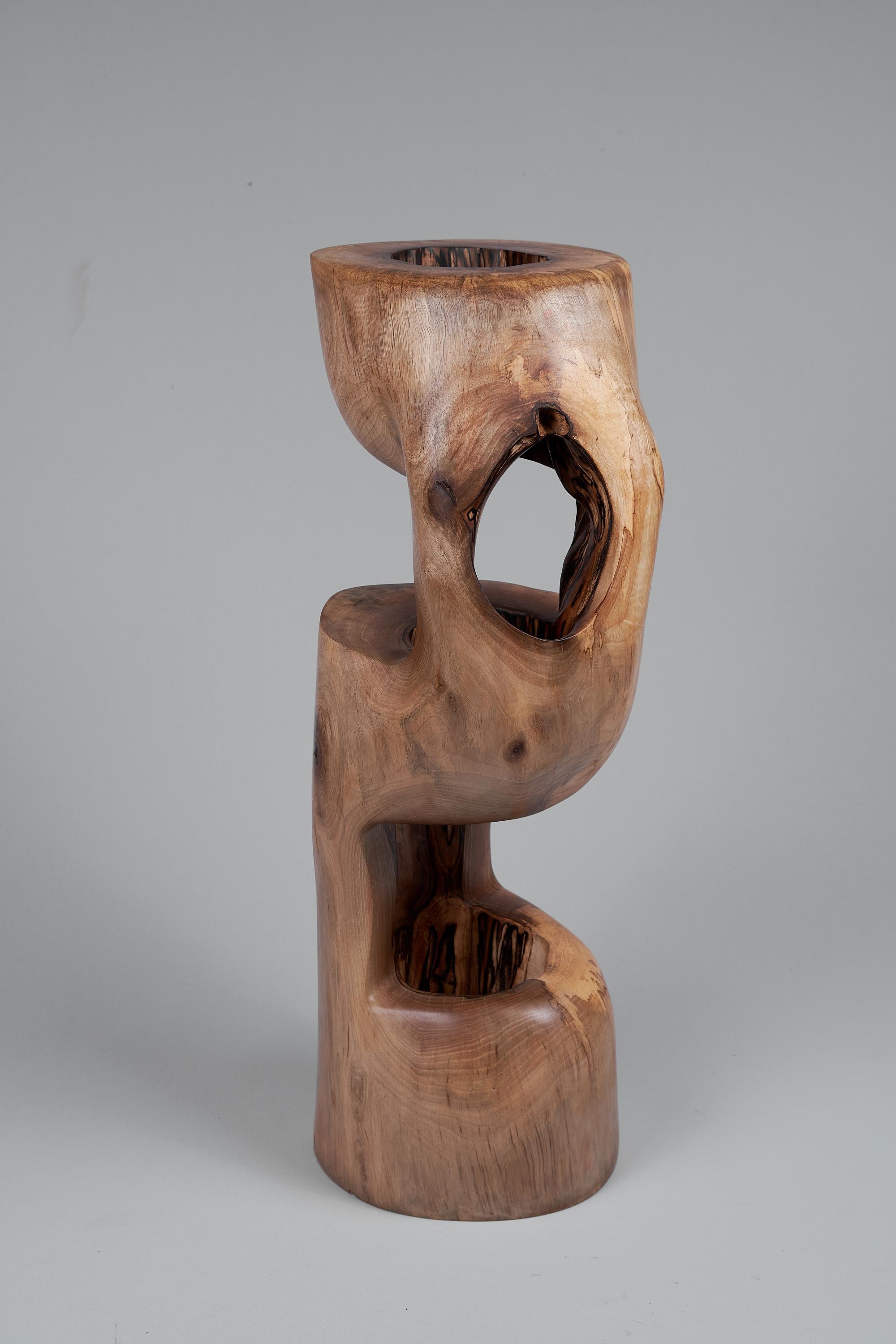 Unique chainsaw carved wooden functional sculpture usable as a multifunctional piece such as a stool, side table, pedestal, night table or many more. Carved from a single piece of wood and protected with the highest quality oils, ensuring durability
