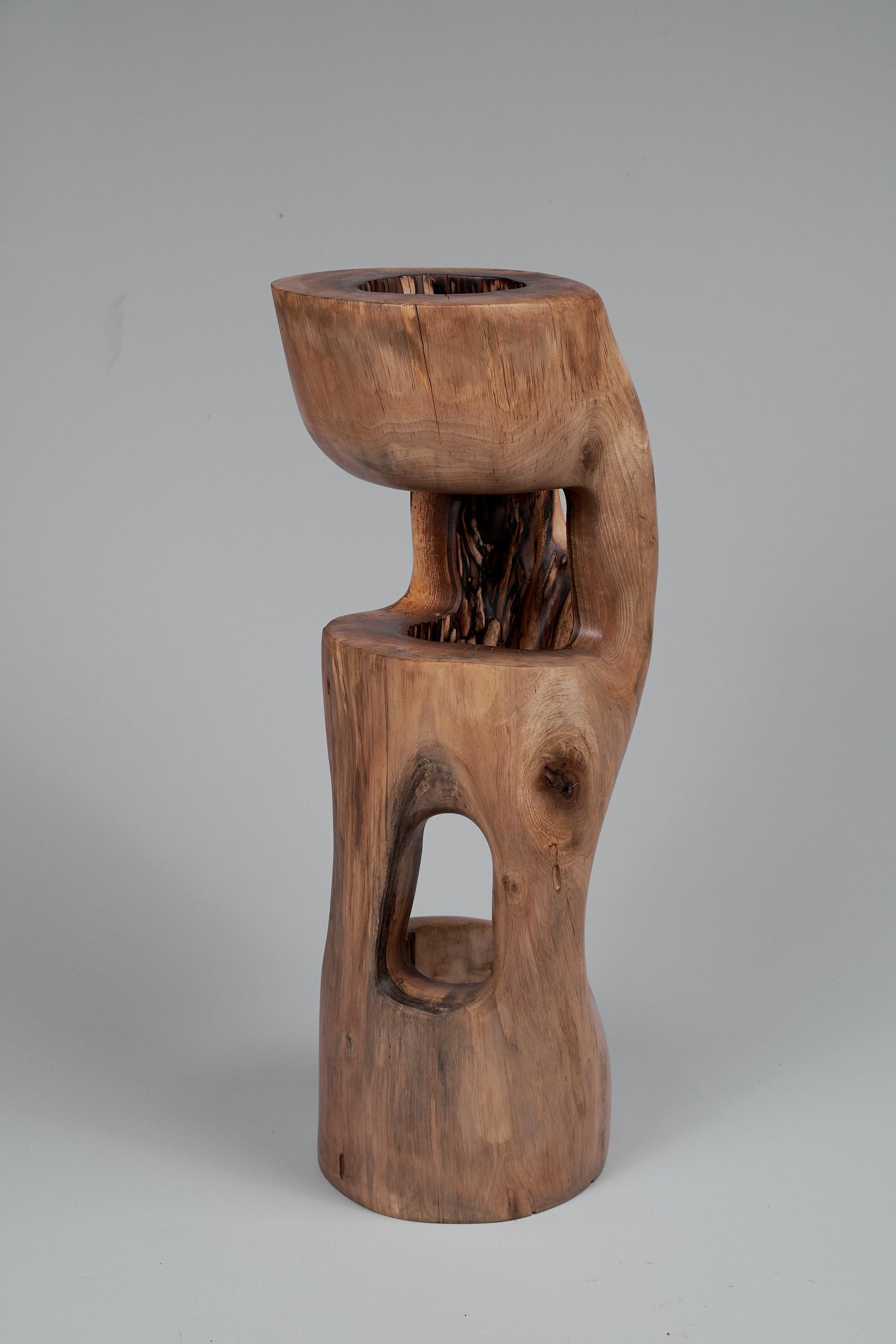 Croatian Solid Wood Sculptural Side Table, Original Contemporary Design, Logniture For Sale