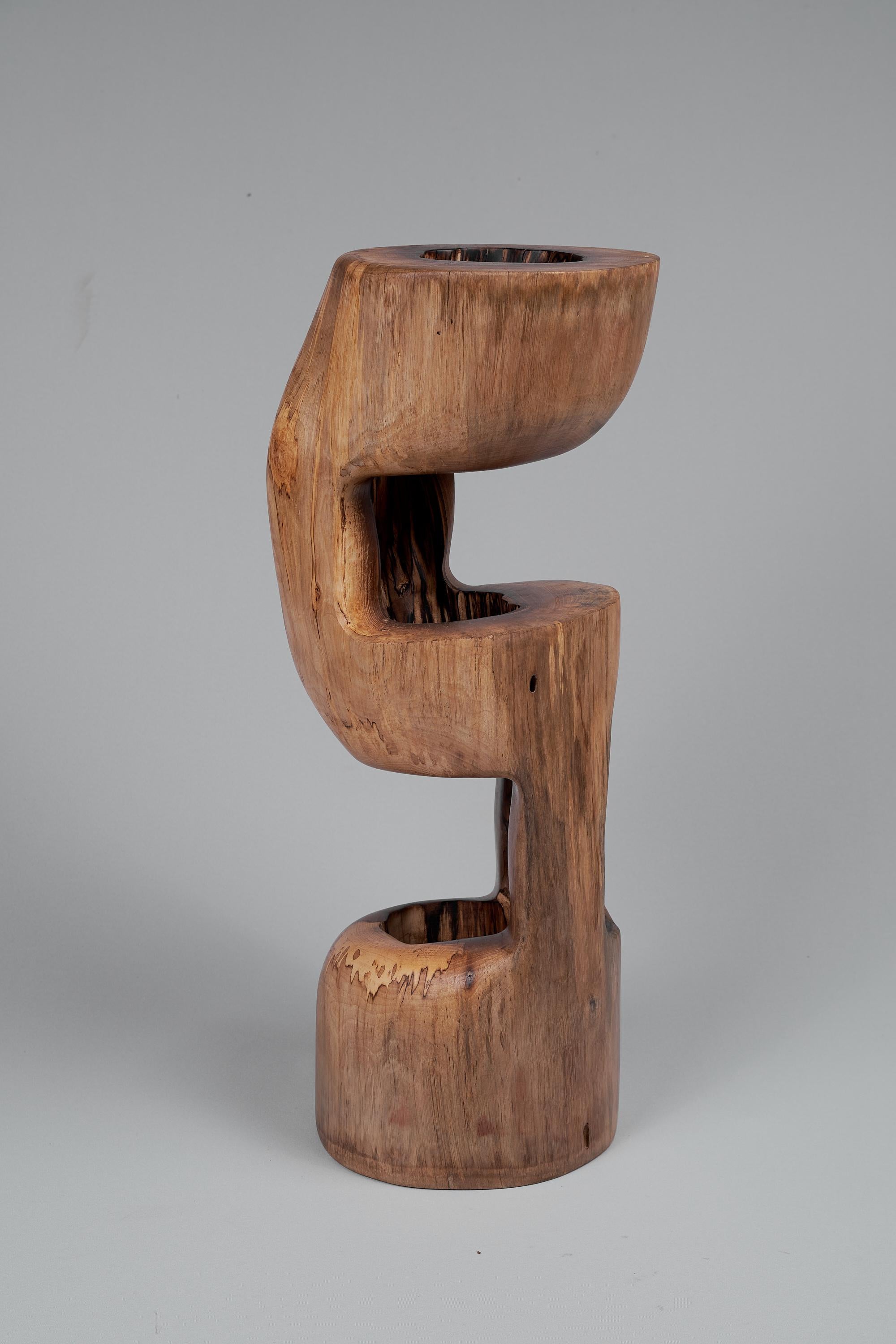Solid Wood Sculptural Side Table, Original Contemporary Design, Logniture For Sale 1